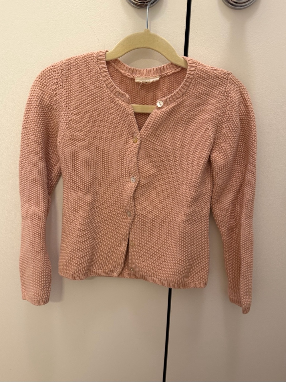 Light Pink Textured Button-Front Cardigan Sweater